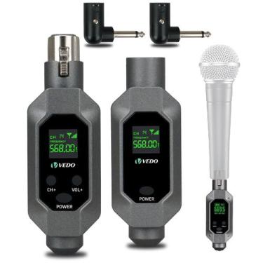 Imagem de Receptor E Transmissor Conversor Microfone Xlr Sem Fio 2 Mic - VEDO