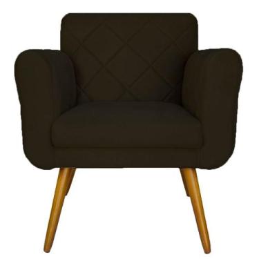 Imagem de Poltrona Decorativa Isa em Tressê Suede Marrom - DS Estofados - Estopa