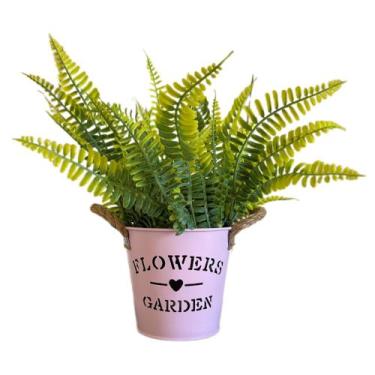 Imagem de Planta Artificial Samambaia + Vaso Metal Decoração - FlorImp