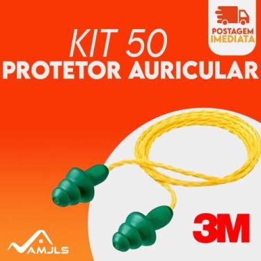 Imagem de Protetor Auricular Abafador de Ruídos Cordinha - 50 Unidades Tampão de