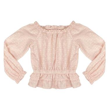 Imagem de Blusa Juvenil Look Jeans Ciganinha Collor, Rosa, 6