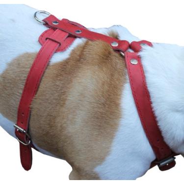 Imagem de Peitoral de couro genuíno para cães, peito de 94 a 114 cm, alças de 2,5 cm de largura. XXG. Terra Nova, Dogue alemão