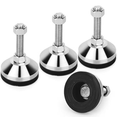 Imagem de Anwenk Pés niveladores resistentes Niveladores de pés ajustáveis Nivelador de perna base de 6 cm de diâmetro, pés ajustáveis, rosca M12, suporte 2,395 kg para armário, mesa, bancada de trabalho,