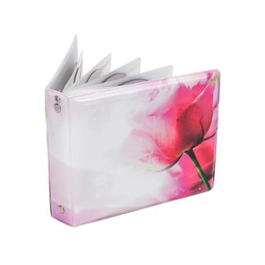 Imagem de Capa para CD DVD com capacidade para 20 CDs, carteira portátil para CD e DVD, bolsa de armazenamento de CDs, disco de carro, livreto, carteira Blu-ray para carro, casa, escritório, viagem (flor rosa)