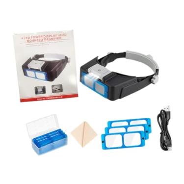 Imagem de Zialofi Led iluminado bandana lupa cabeça montada lupa iluminada recarregável para hobby artesanato eletrônico joalheiro