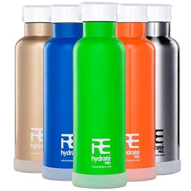 Imagem de Garrafa de água isolada Rehydrated Pro 500 ml com canudo, tampas de bônus e cantil à prova de vazamento para manter líquidos quentes ou frios - Garrafa de água isolada a vácuo de parede tripla, perfeita para presentes
