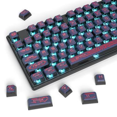 Imagem de Fogruaden Pudding Keycaps 60 por cento, conjunto de 120 teclas de sublimação de tinta, perfil ASA personalizado para teclado mecânico (RedPudding)
