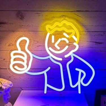 Imagem de PILOYINDE Placa De Neon Fallouts Vault Boy Placas De Neon Para Decoração De Parede Jogo De Luzes De Neon Jogo Mave Cave Quarto Placas De Neon Vault Boy Placas De Led Para Iluminação De Parede Placas F