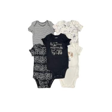 Imagem de Kit Body Carter's 5 Peças Manga Curta Zoológico Azul Bebê Menino (24M)