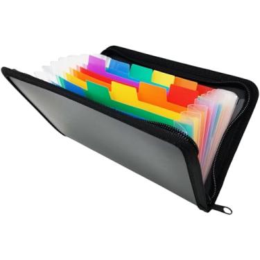 Imagem de Arquivo sanfonado A6 20 x 13,5 cm, organizador pequeno de recibos e cupons com 12 bolsos com fecho de zíper