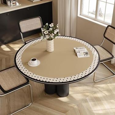 Imagem de Capa de mesa redonda à prova de óleo impermeável, almofadas de mesa de proteção anti-queimaduras lavadas-livre esteira de mesa de couro do plutônio para a mesa de centro de casa
