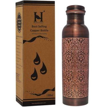 Imagem de Garrafa de cobre com acabamento retrô premium, capacidade de 950 ml para benefícios de saúde Ayurveda