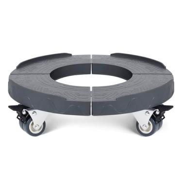 Imagem de W B D WEIBIDA carrinho de lata de lixo ajustável carrinho redondo de 15-19 polegadas com rodas base de rolo de lata de lixo resistente carrinho de balde grande carrinho de tambor multifuncio