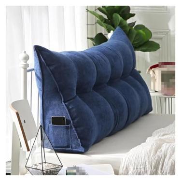 Imagem de CFLNYC Triangle Reading Pillow Wedge Headboard Pillow Sleeping Backrest Pillow Bed Cushion with Removable Linen Cover(Navy Blue,100x50x25cm)