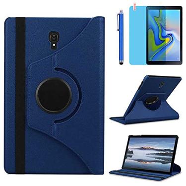 Imagem de Capa para Samsung Galaxy Tab A 10,5 polegadas 2018 (SM-T590 SM-T595), suporte giratório de 360 graus, capa protetora inteligente com caneta Stylus, película de tela (azul escuro)