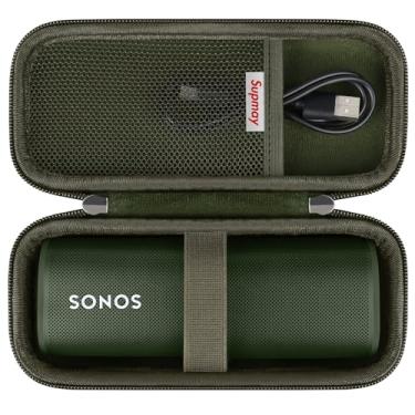 Imagem de Supmay Capa rígida para Sonos Roam 2/Sonos Roam alto-falante Bluetooth portátil, à prova d'água, capa de proteção de alto-falante portátil sem fio com bolso de malha para cabo USB-C, verde