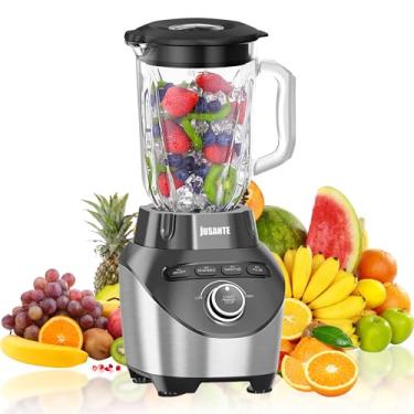 Imagem de JUSANTE Liquidificador Profissional com Jarra de Vidro de 1200 Watts e 64 Onças Liquidificador de Bancada de Cozinha para Shakes e Smoothies com Alta Velocidade Liquidificador de Smoothie de Trituraçã