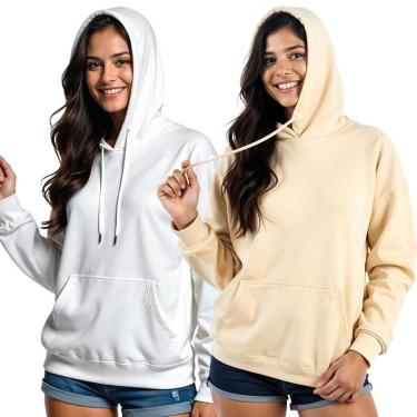 Imagem de Kit 2 Moletom Feminino Blusao Casaco Canguru Com Capuz-Feminino