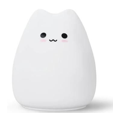 Imagem de Luminária Noturna de LED em Forma de Gatinho de Silicone, Recarregável, para Berço, Quarto Infantil, Mesa de Cabeceira, Lampada Noturna, Abajur de Mesa, Recarregavel, À pilha