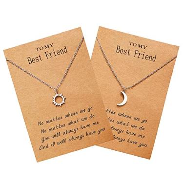 Imagem de Colar de Melhor Amigo para 2, Colar de Amizade Combinando Sol e Lua Presentes para Irmãs BFF, Chain length is 18 inches + 2 inch extension, Aço inoxidável, Sem Pedra Preciosa