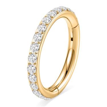 Imagem de AROWRO Anel de argola articulada CZ 20G 18G 16G 14G 5/6/7/8/9/10/12mm opala aço cirúrgico concha Daith Rook cartilagem tragus hélice brincos septo clicker piercing nariz joias, Metal, Zircônia cúbica