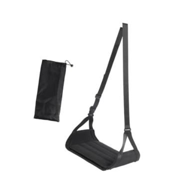 Imagem de Baoblaze Rede de pé de avião, descanso de pé de viagem, comprimento ajustável, cabide de apoio para os pés convenientes para homens para homens, Preto