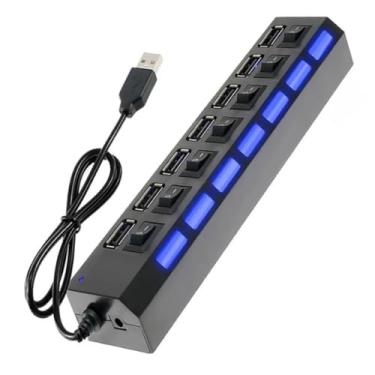 Imagem de Hub Porta Usb 2.0 Extensor Régua 7 Portas Switch Led Indicador