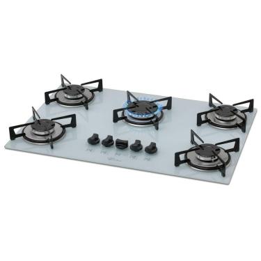 Imagem de Fogão Cooktop Fischer 5Q Gás Mesa Vidro Branco Bivolt