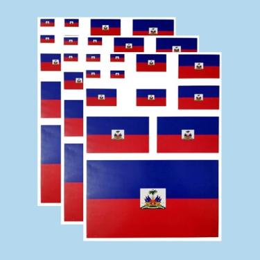 Imagem de Ruoming Ruoming Conjunto de adesivos da bandeira nacional, vários tamanhos, 3 folhas (Haiti)