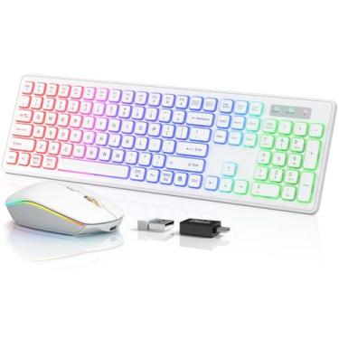 Imagem de Kit Teclado e Mouse Sem Fio Trueque RGB Retroiluminado