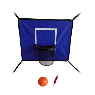 Imagem de simhoa Basquete de basquete de trampolim para crianças jogam gols universal stand trampoline acessório para todas as idades, Azul