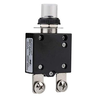 Imagem de DIYhz Disjuntor Térmico, 60 Amp Botão De Pressão Disjuntor De Reinicialização Manual 50 V Dc 125/250 Vca 50/60 Hz Com Terminais De Conexão Rápida E Botão À Prova D'Água Tampa Transparente 1 Peça