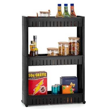 Imagem de Armário Organizador Multiuso com Prateleiras – Estante Lateral para Cozinha, Banheiro, Quarto e Lavanderia (Preto)