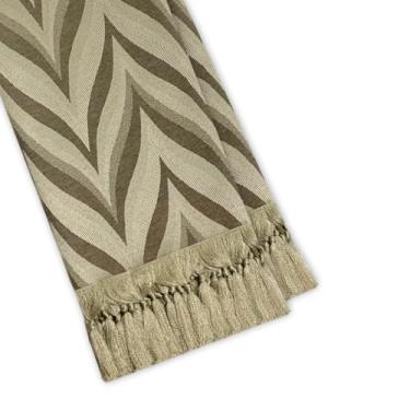 Imagem de Manta Xale para Sofá Artesanal com Franjas Grande 3,00 Metros luxo (ZIG ZAG 142 BEGE E MARROM)