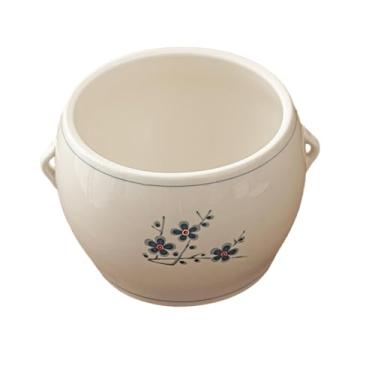 Imagem de Panela de ensopado de cerâmica personalizada com padrão floral, panela interna com filtro de orifício - pequeno pote de sopa - flor de ameixa de orelha dupla separado por água panela - corpo de panela