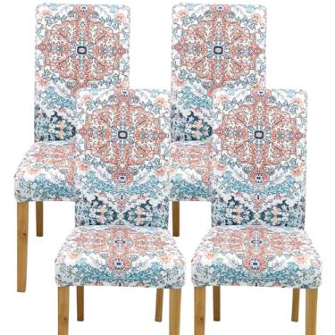 Imagem de Comfy Gate Pacote com 4 capas de cadeira de sala de jantar, capas de cadeira para sala de jantar, conjunto com 4 capas elásticas para cadeira de jantar, conjunto de 4 protetores de cadeira de cozinha,