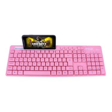 Imagem de Teclado Rosa Keyboard Br Com Ç Plug And Play Para Computador - Mbtech