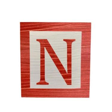 Imagem de Cubo Branco Letra Vermelha com Aplique Festa Chá de Bebê Decoração 8x8