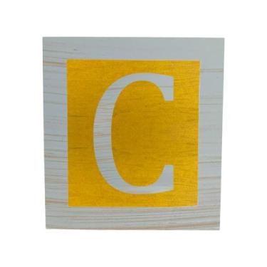 Imagem de Cubo Amarelo Letra Azul Bebê com Aplique Festa Chá de Bebê Decoração 8