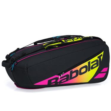 Imagem de Raqueteira Babolat Pure Aero Rafa X6 Preta Amarela e Rosa