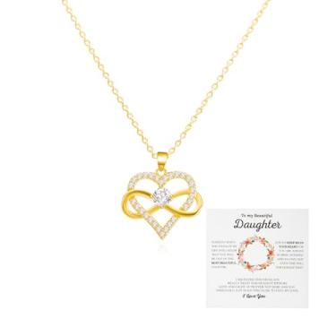 Imagem de BELLA-Bee Colar de coração infinito para mulheres, colar banhado a ouro de 14 quilates, pingente de coração de amor com zircônia cúbica e colar infinito, pingente de coração de amor em corrente de 40