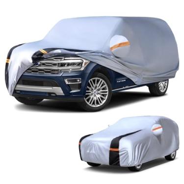 Imagem de Cotryvox Capa de carro SUV grande para Ford Expedition MAX 100% à prova d'água para todos os climas, capas externas completas para uso externo, chuva, sol, vento, proteção contra granizo UV.