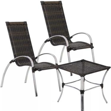 Imagem de 2 Cadeira Em Alumínio Garden e Mesa Garden Para Area Piscina Varanda Trama