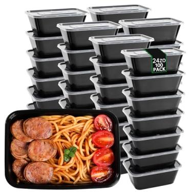 Imagem de Lifuope Embalagem com 100 recipientes de 680 g para preparação de refeições, descartáveis, lancheiras, recipientes reutilizáveis para levar. Caixa quadrada empilhável e congelada。(caixa quadrada de