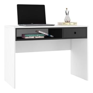 Imagem de Mesinha Computador Multiuso Quarto Sala Escritorio 1 Gaveta(Branco/Preto)