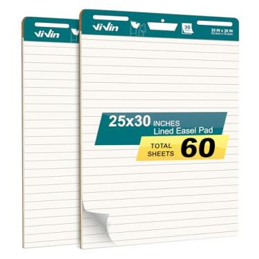 Imagem de ViVin Lined Sticky Easel Pad, 25 x 30 Inches Flip Chart Paper for Teachers and Students, Large Self Stick Easel Paper, Teacher Anchor Chart, 30 Sheets/Pad, 2 Pads/Pack