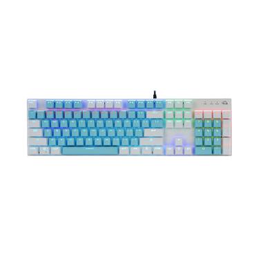 Imagem de Teclado mecânico para jogos, teclado com fio retroiluminado por LED Rainbow - 104 teclas compactas, adequado para notebooks e computadores de mesa ou