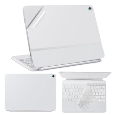 Imagem de Yiodelu Adesivos de película de vinil para iPad Air M3 2025 33.0 cm Magic Keyboard 5 peças autoadesivas, capa protetora pré-cortada proteção total (parte superior + inferior + trackpad + dobradiça +