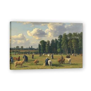 Imagem de Thrive Cozy Town Impressão em tela paisagem de aldeia quente arte de parede para decoração de escritório em casa, galeria embrulhada 20 x 30 cm