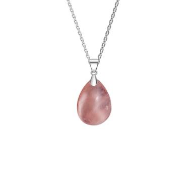 Imagem de Artistone Colar feminino com pingente de gota Cyrtsal, joia de cristal de preocupação, joia de presente para aniversário e dia das mães., Pedra, Quartzo rosa